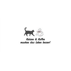 Embroidery file cats and coffee 2 sizes 13x18, and 18x13