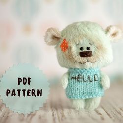 pattern miniature bear. small plush bear, soft toy 3.1"(8cm)