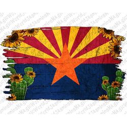 Cactus Sunflower Arizona Flag Png, Arizona Flag Png, Arizona Sublimation Designs, Arizona Png, Png Sublimation Download,