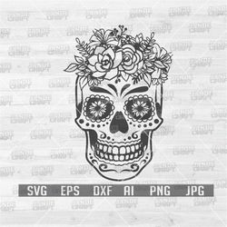 Sugar Skull Svg | Skull Svg | Skull Png | Skull Clipart | Skull Cutfile | Floral Skull Svg | Floral Skull Png | Sugar Sk