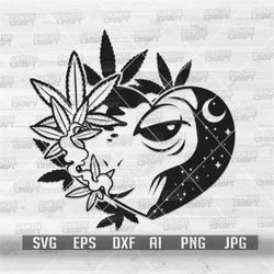 Alien Weed Hear svg | Kush Shirt png | 420 Cutfile | Cannabis Clipart | Marijuana Blunt dxf | Smoking Joint Stencil | St