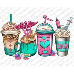 CNA Nurse coffee cups png sublimate designs download, Certified Nursing Assistant png, coffee cups png, sublimate design