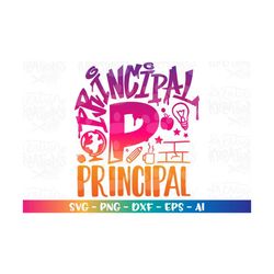 Back to school svg School PRINCIPAL svg Class Graffiti style color Teacher print iron on cut file download vector png dx