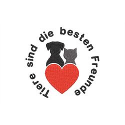 Embroidery file Animals the best friends machine embroidery heart text saying dog cat 10x10 frame