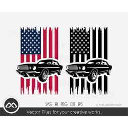 Car SVG American Flag 1 - car svg, vintage car svg, retro car svg, old car svg, sports car svg Digital Files
