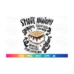 S'more Anatomy SVG S'more Lover Camping Marshamllow decal print iron on cut file Cricut Silhouette  Download vector png