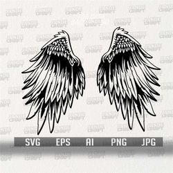 Wing svg | Angel Wings Clipart | Pair of Eagle Wings Stencil | In Memory Off Cutfile | Bevearement Shirt png | Burial dx