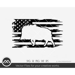 Hog Hunting SVG Us flag - hunting svg, hunter svg, easter svg, hunt svg, silhouette, png, cut file, cricut for lovers