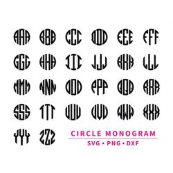 Circle Monogram Letters SVG, Monogram Alphabet, Cut File for Cricut, Glowforge, Silhouette, Digital download, clipart, c