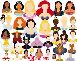 Disney Princess Silhouette svg, Brave Svg, Princess png, Princess Svg, Princess Birthday svg, Princess SVG