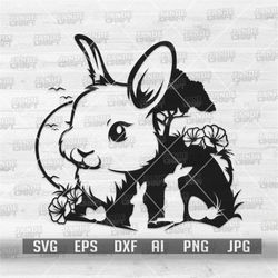 Cute Little Easter Bunny svg | Rabbit Shirt png | Little One Bunny Party Decors Cut Files | Cute Floral Bunny Stencil |