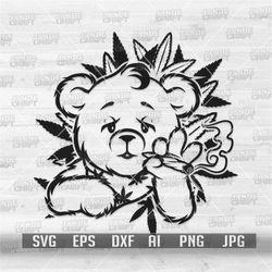 Teddy Smoking Weed svg | 420 Cut File | High Animal Clipart | Dope Bear Shirt png | Cannabis Clipart | Marijuana Cutfile