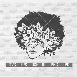 Floral Afro Bun Mom svg | Black Woman Clipart | Mom Life svg | Flower MomLife Cut File | Mom T-shirt Design Gift Idea pn