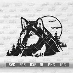 Wolf Outdoor Scene svg | Wolf Clipart | Wolf Cutfile | Wolf Stencil | Outdoor svg | Outdoor Shirt svg | Outdoor png| Wol