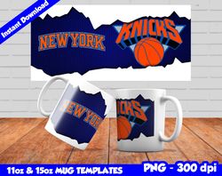 Knicks Mug Design Png, Sublimate Mug Template, Knicks Mug Wrap, Sublimate Basketball Design Png, Instant Download