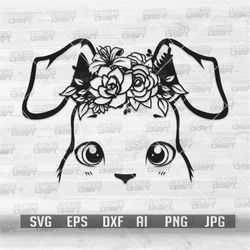 Floral Bunny svg | Cute Rabbit Clipart | Easter Sunday Stencil | Egg Bunny Hunt Cut File | Flower Animal Clipart | Bunny