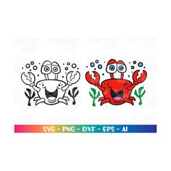 Crab cute SVG Summer Beach Crab Clipart cartoon kids print iron on cut files Cricut Silhouette Instant Download vector S