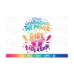 Never underestimate the power of a girl with a book SVG Book quote Books Read reading week cut files Cricut Silhouette S