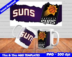 Suns Mug Design Png, Sublimate Mug Template, Suns Mug Wrap, Sublimate Basketball Design Png, Instant Download