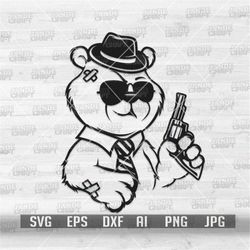 Teddy the Original Gangster svg | OG Teddy Bear Clipart | Mafia Boss Animal Stencil | Hipster Teddy Cut File | Hooligan