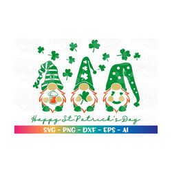 Happy St Patrick's Day SVG St.Patrick's Day Gnome cute funny kids print iron on cut files Cricut Silhouette Download vec