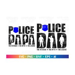 Police Papa veteran SVG Father's day gift shirt svg decal printable iron on svg cut files Cricut Silhouette Instant Down