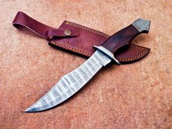 Handmade Damascus Steel Blade Camping Hunting Knife Bowie Knife,