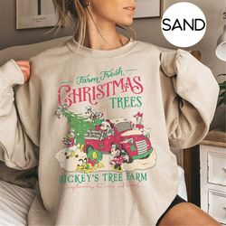 Retro Disney Farm Fresh Christmas Sweatshirt, Mickey And Friends Christmas Sweatshirt, Disneyland Christmas Sweatshirt,
