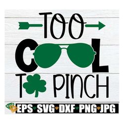 Too Cool To Pinch. St. Patrick's Day, St. Patrick's Day svg, Cute St. Patricks Day, Kids St. Patricks Day, SVG, Cut File