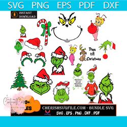 20 Files Of Grinch Merry Christmas Day Bundle Svg