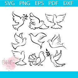Abstract Flying Dove Sketch Set Vector svg, Cartoon Svg, Bundle Svg, Dove Wings Svg, Tattoo Svg, Vector image Svg, Vecto