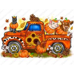 Farm Animals Fall Truck, Fall Sublimation Designs Downloads, Sublimation Graphics, Digital Download, Fall Truck Design,P