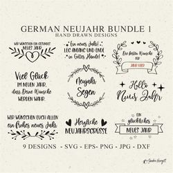 german new year plotter file svg dxf png jpg blessing cricut banner silhouette clipart cute vinyl laser cut file sweet h