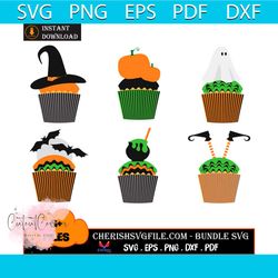 Halloween Witch Cupcake Bundle SVG, 6 Files Witch Cupcake SVG