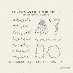 Christmas Lights Plotter File Svg Dxf Png Jpg Eps Tree Cricut Bundle xmas Cute Vinyl Cut File DIY Stencil Template Decor