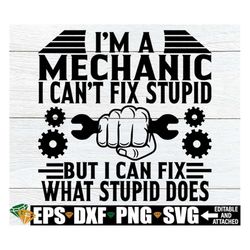I'm a Mechanic I can't fix stupid but I can fix what stupid does. Mechanic svg. It's my job to fix stupid. Mechanic shir