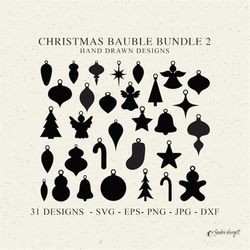 Christmas Bauble Plotter File Svg Dxf Png Jpg Eps Winter Cricut xmas Vinyl Cut File Stencil Silhouette Tree Star Stockin