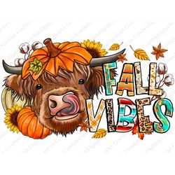 Fall Vibes Cow Png Sublimation Design, Fall Png, Hello Fall, Cow Png, Pumpkin Png, Thankful Cow Png, Fall Vibes Png,Heif