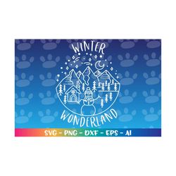 Winter Wonderland svg Winter snowman Mountains logo design shirt print iron on cut files Cricut Silhouette Download vect