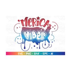 Merica VIBES America svg patriotic svg 4th of july svg iron on print cut file silhouette cricut studio download vector a