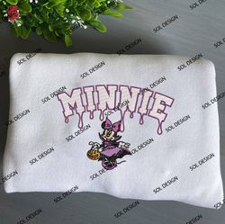 Minnie Pumpkin Drop Name Embroidered Crewneck, Disney Halloween Embroidered Hoodie, Halloween Shirt