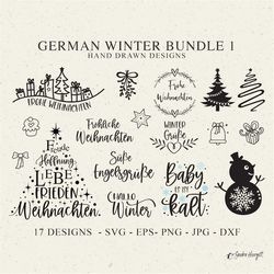 German Winter Plotter File Svg Dxf Png Eps Jpg Wreath Gift Cricut Bell Silhouette Merry Christmas Tree Clipart Cute Cupc