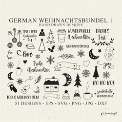 German Christmas Plotter Files Svg Dxf Png Eps Jpg xmas ornament cricut bundle love joy glove clipart house banner snowf