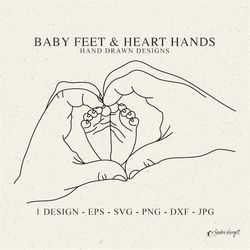 baby feet & heart hands plotter file svg dxf png parent cricut love silhouette download child clipart family vinyl cut f