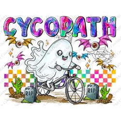 Halloween png, Cycopath clipart, Halloween Sublimation, Digital Download, spooky season png, ghost png, bicycle png, Tri
