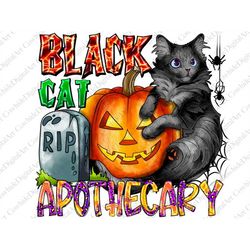 Black Cat Apothecary Png Sublimation Design, Halloween Png, Halloween Vibes Png, Halloween Cat Png, Pumpkin Png, Cat Png