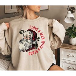 Funny Santa Beard Sweatshirt, Cute Christmas shirt for women, Christmas crewneck, Graphic christmas tee, Santa shirt for