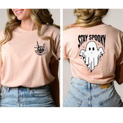Stay Spooky Skeleton Hands shirt,Halloween Ghost Shirt, Witch Shirt,Retro Fall Shirt, Spooky Season Shirt,Funny Hallowee