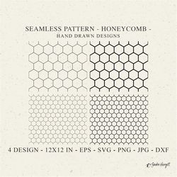 Honeycomb Seamless Pattern SVG DXF PNG Eps Jpg Bee Cricut Background Plotter File Cute Insect Wallpaper Clipart Vinyl Cu