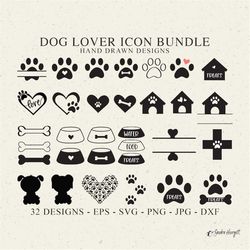 cute dog lover icon plotter file svg dxf png eps jpg puppy paw heart cricut house bowl silhouette baby animal clipart pe